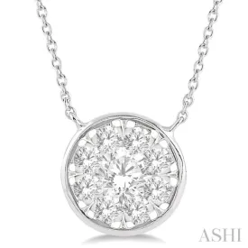 1 Ctw Round Shape Lovebright Diamond Necklace in 14K White Gold