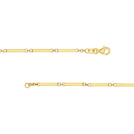 14k Gold Rectangle Bar Station Chain Necklace