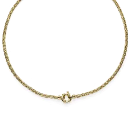 9CT GOLD BONDED SILVER WHEAT NECKLET WITH BOLT RING CLASP 47CM