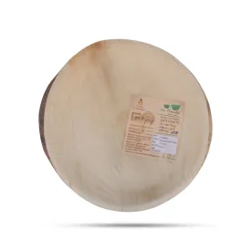 Areca Leaf Plates Set - 12 Inches | 10 Pcs/ Round Palm Leaf Plate/ Double Layer Disposable Plates for Temple