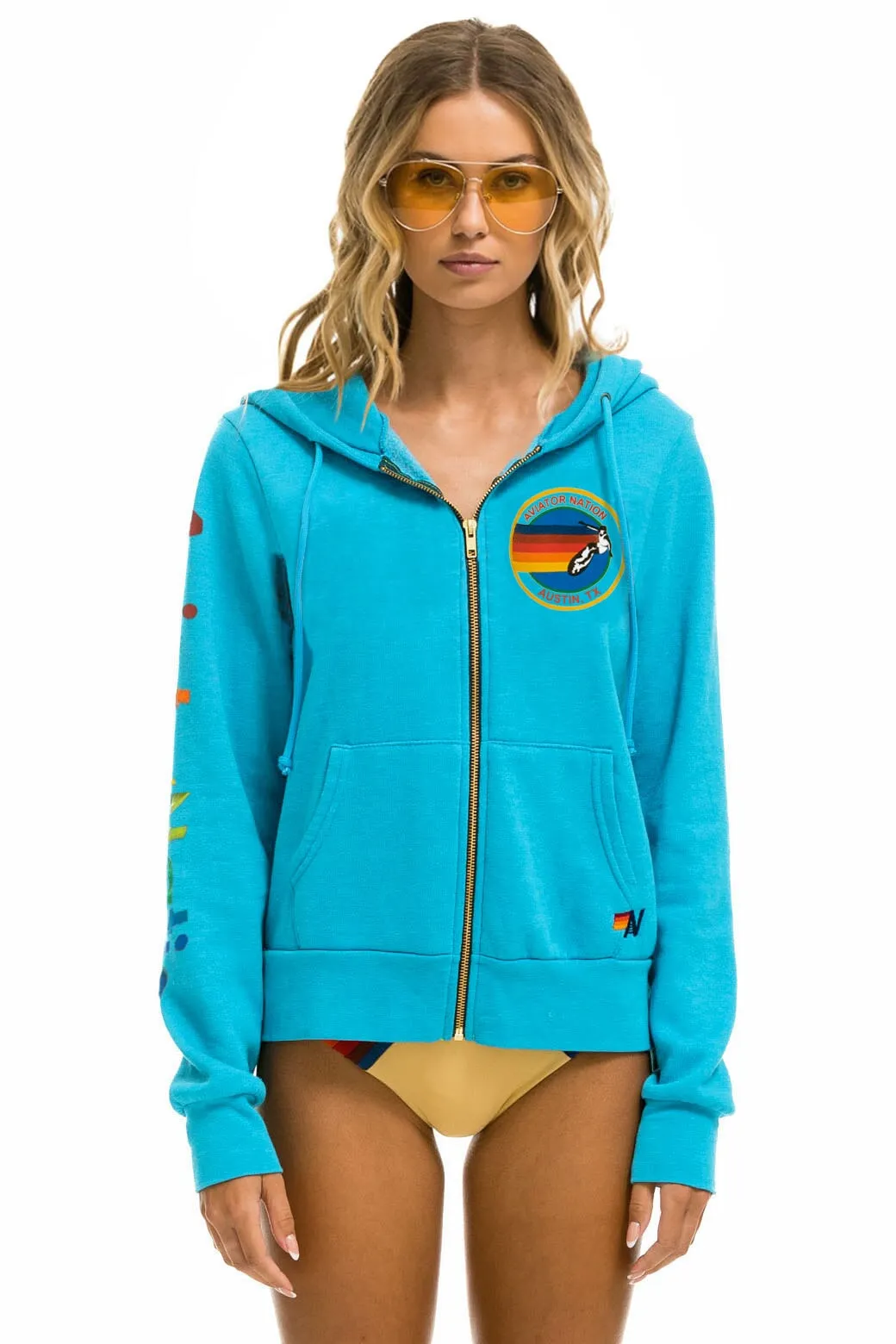 AVIATOR NATION AUSTIN HOODIE - NEON BLUE