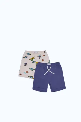 Baby Boys Beige And Blue Short Set (2 Piece)