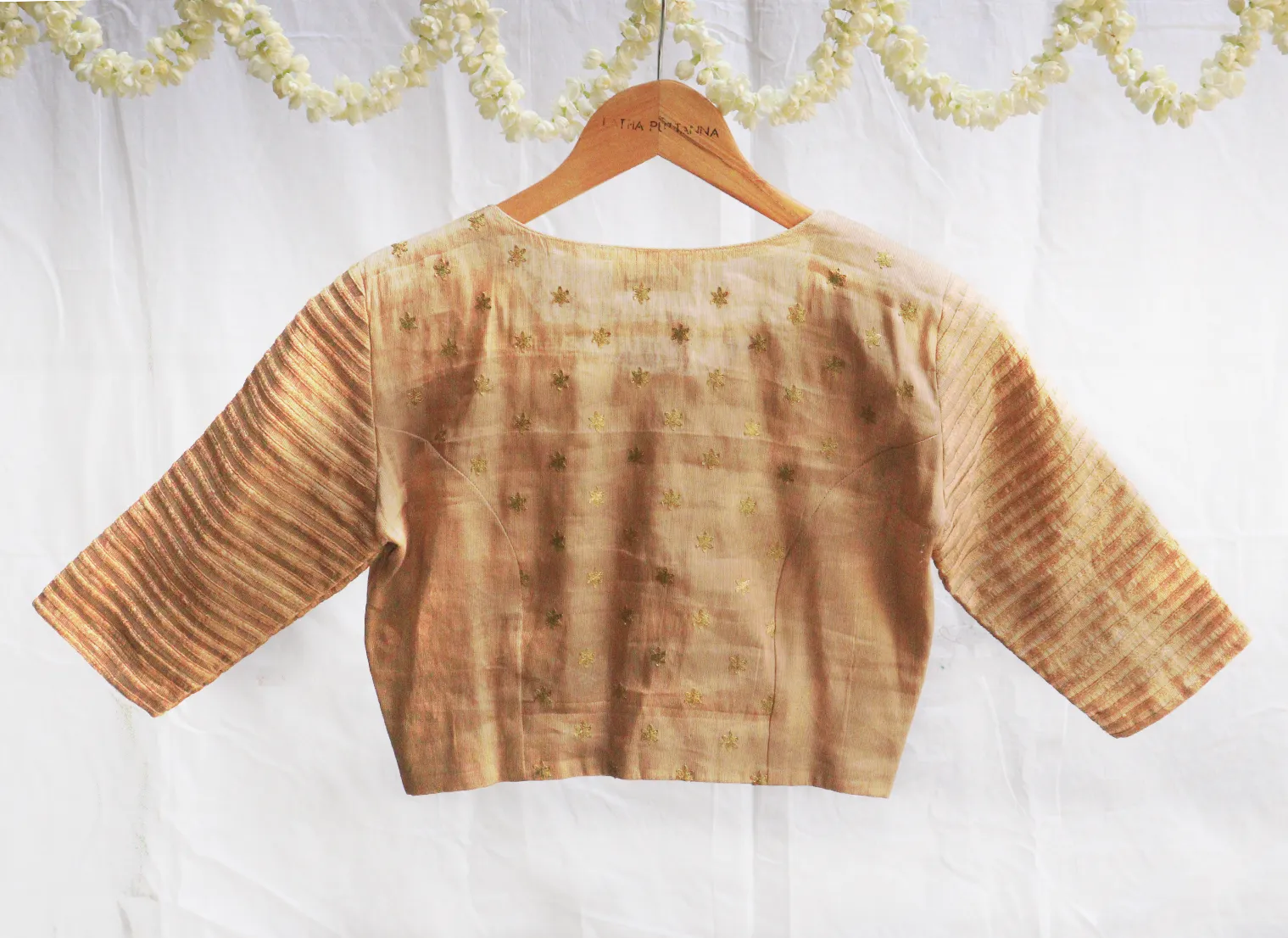 Blonde gold,Kanjeevaram tissue,Hand embroidery blouse