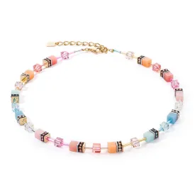 Coeur De Lion GeoCUBE® Iconic Aqua-Apricot Necklace