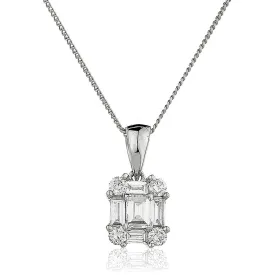 Diamond Cluster Pendant with Baguettes