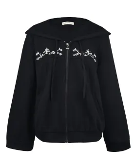 Flora Vine Embroidery Zip-up Hoodie