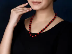 Imeora Red Shell And Multi Black 8mm Shell Pearl Necklace