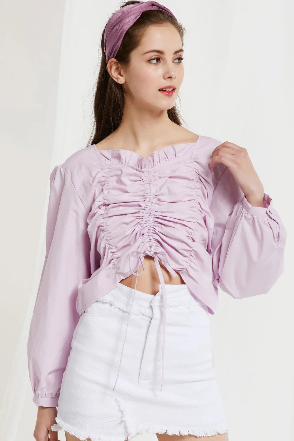 Kai Drawstring Shirred Blouse