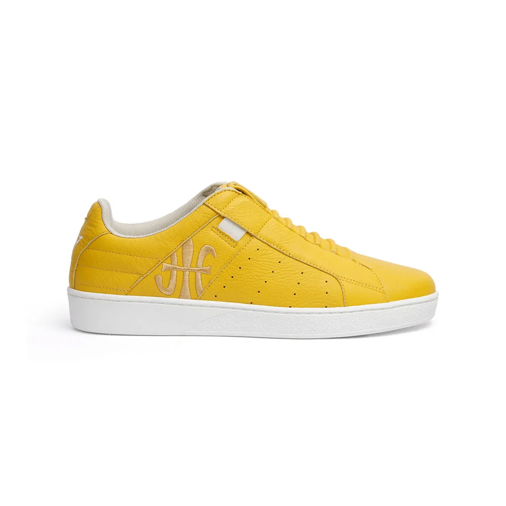 Men's Icon Classic Yellow White Leather Sneakers 02092-333