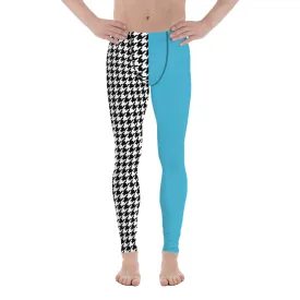 Men's Leggings Teal and Houndstooth