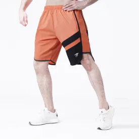 Orange And Black Panel Fitness Stage Shorts