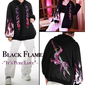 Pink Flame Zipper Hoodie Preorder