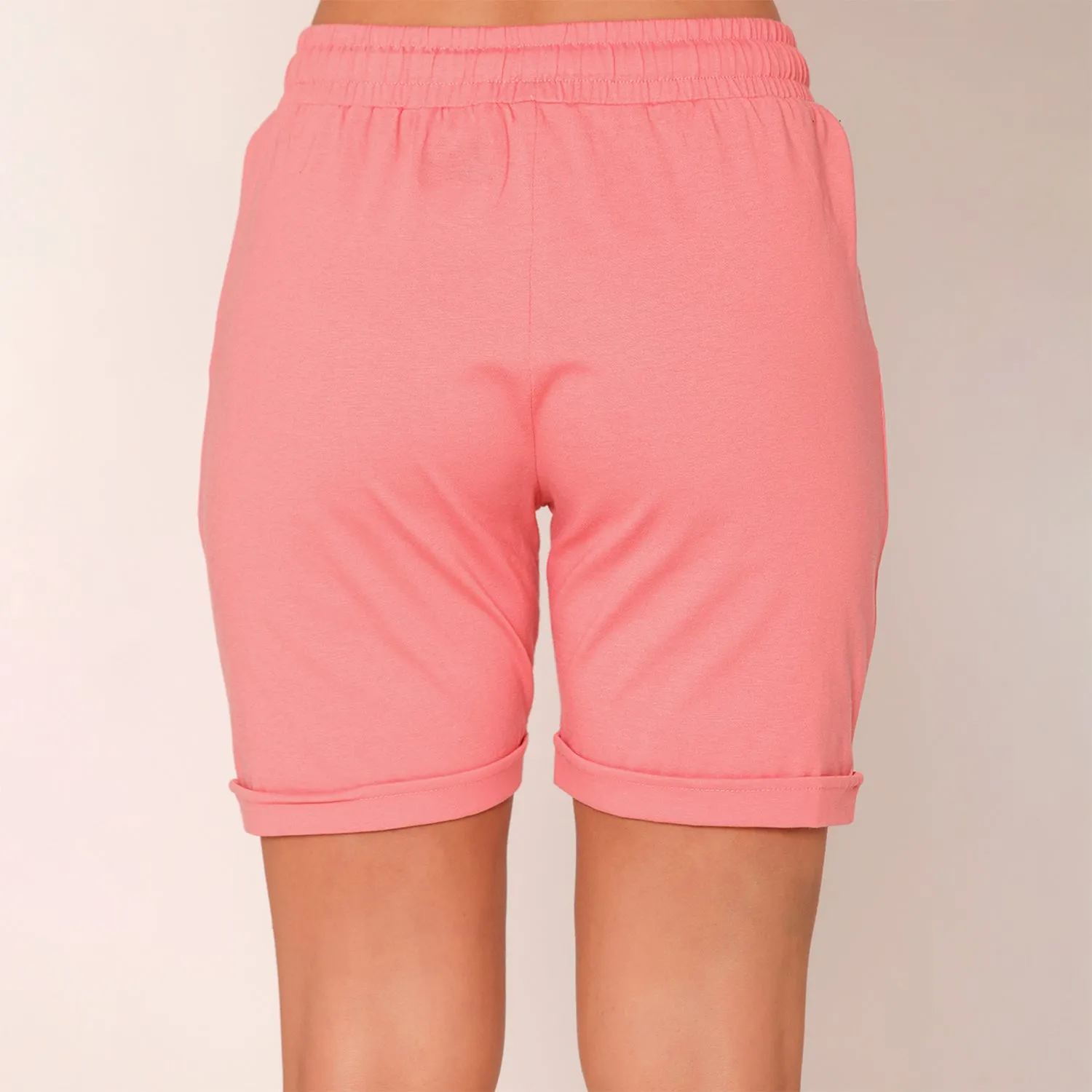 Plain Knitted Shorts For Women - Strawberry Ice