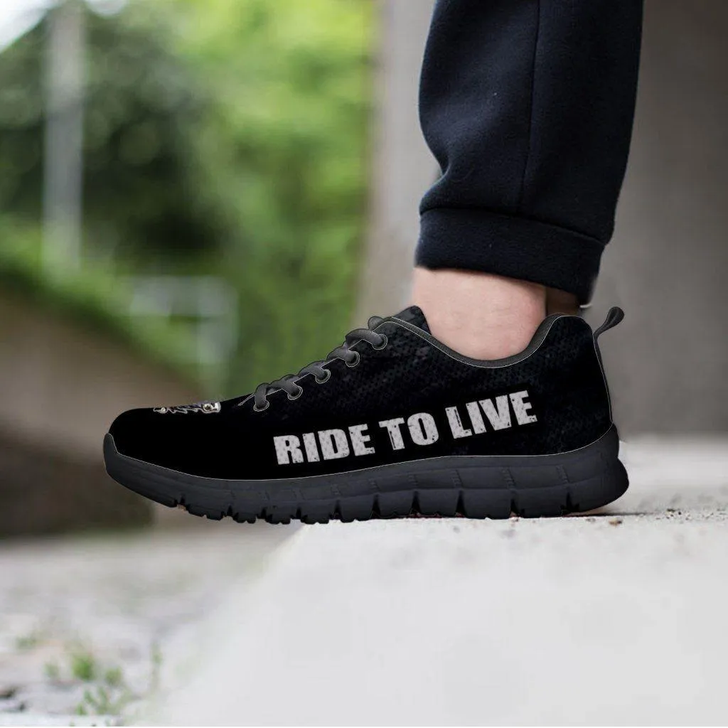 "Born To Ride" Sneakers for Him & Her, EVA Sole, Mesh Fabric, Black