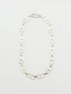 Silver Brushed Tab Necklace