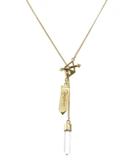 SMALL CRYSTAL NECKLACE - QUARTZ CRYSTAL POINT - GOLD