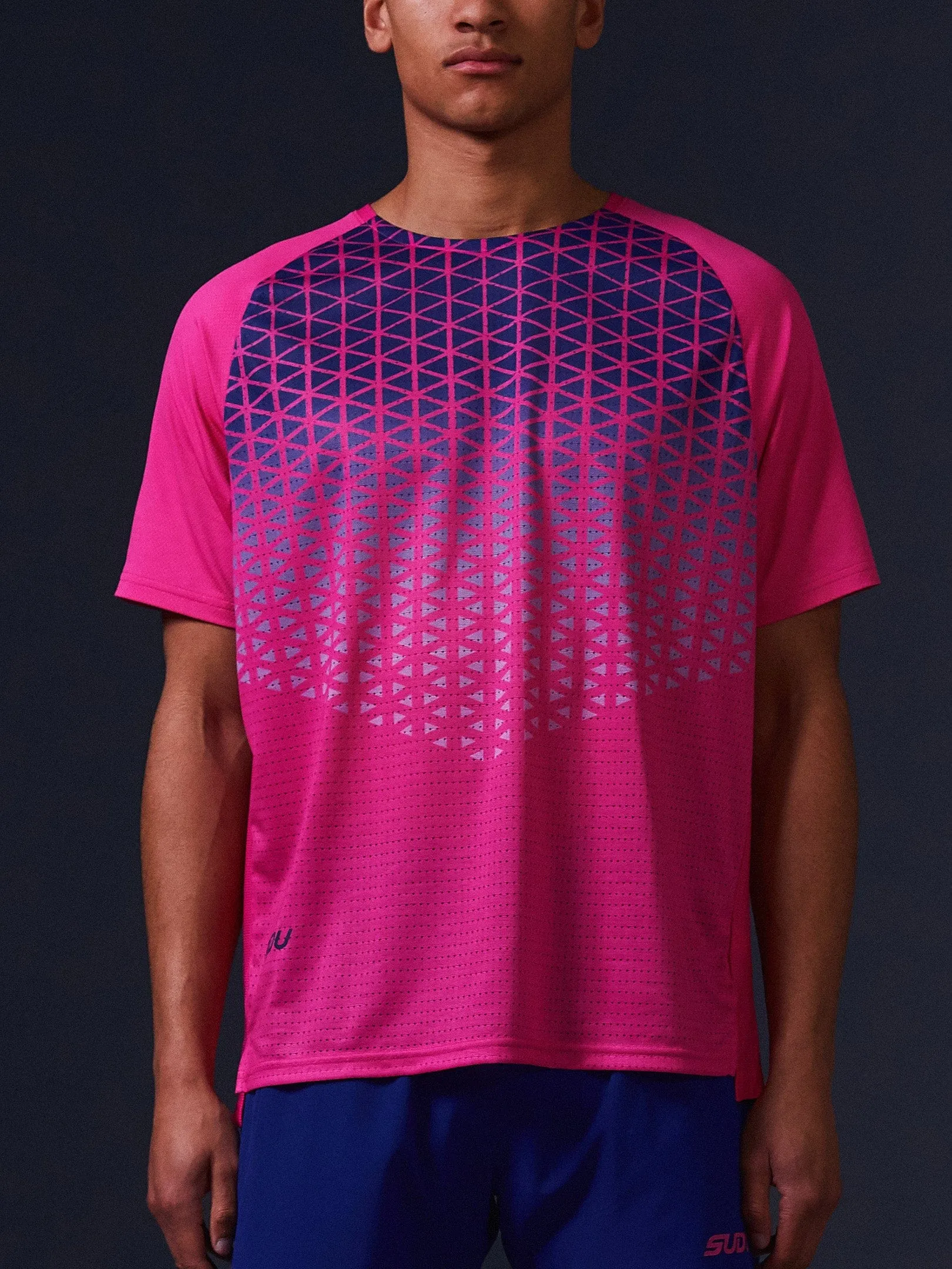 SRT SS 01 Run Short Sleeve T-Shirt - Pink/Dark Blue