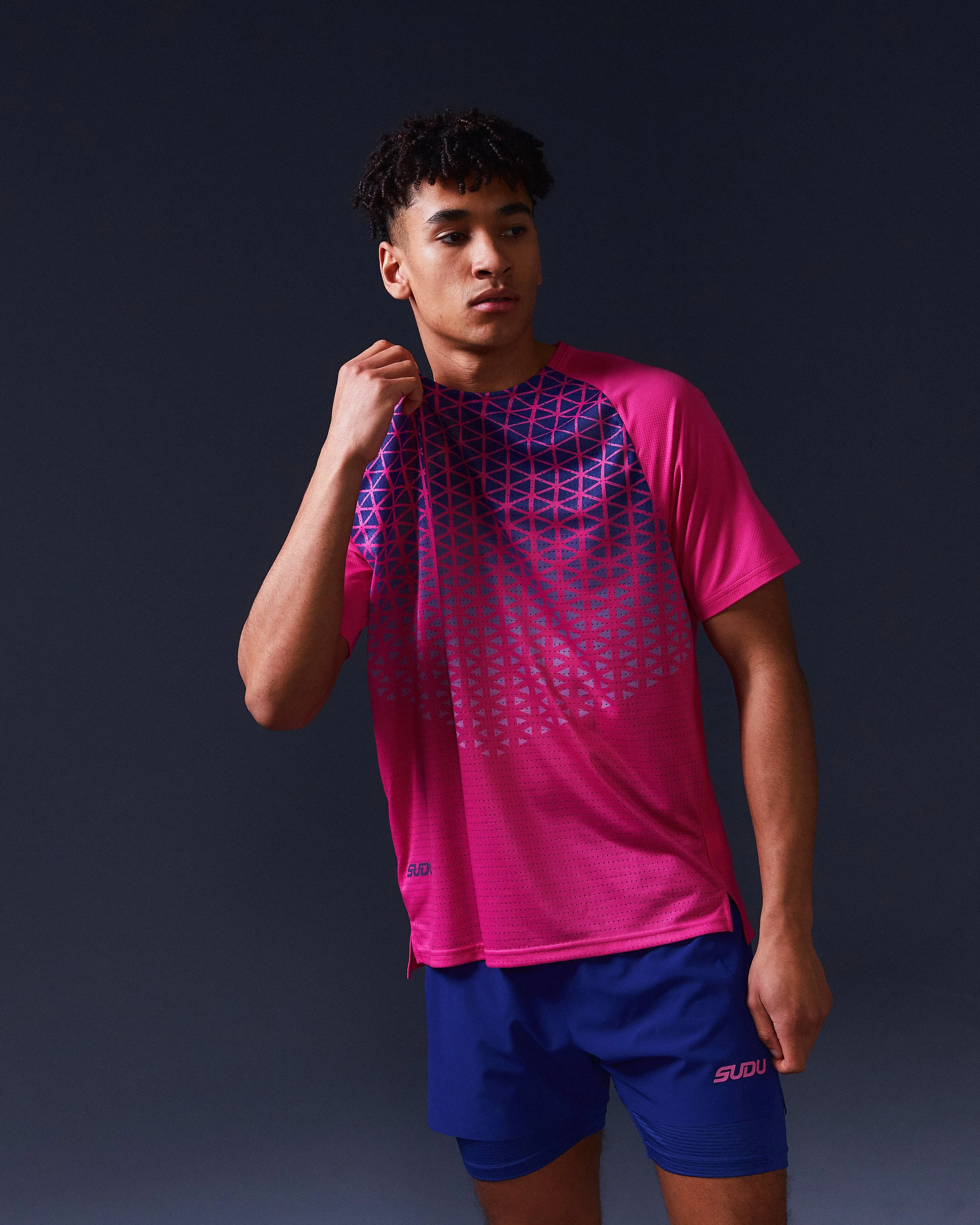 SRT SS 01 Run Short Sleeve T-Shirt - Pink/Dark Blue