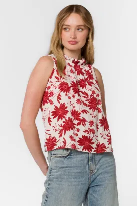 Venus Red Floral Top