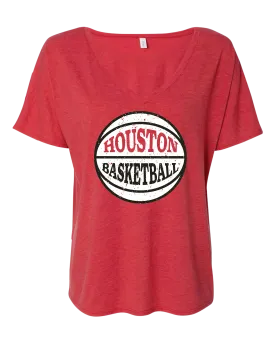 Women's Houston Rocket Slouchy V-Neck T-Shirt